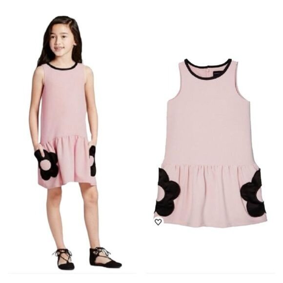 Victoria Beckham Girl Blush Flower Pocket Drop Waist Dress Size XS Pink … - Picture 2 of 10